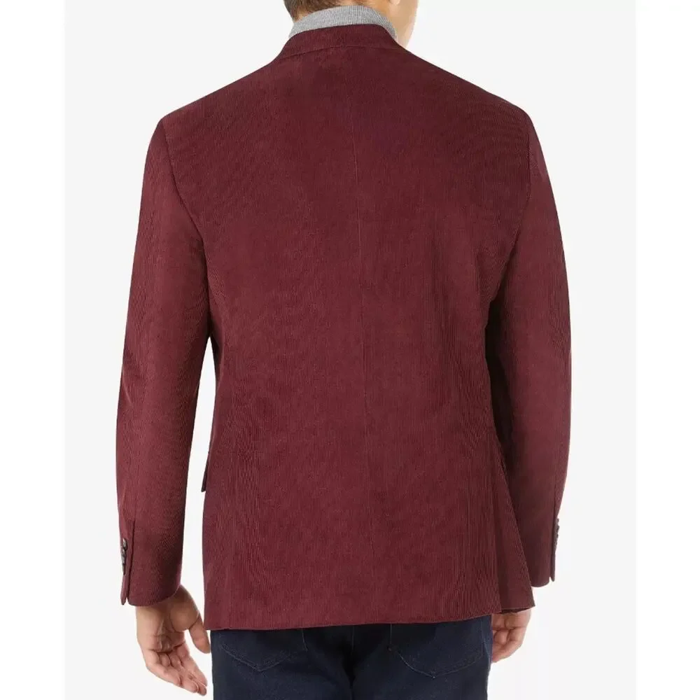 Michael Kors Sport Coat Men's Classic Corduroy Cotton Burgundy Blazer Size 38S
